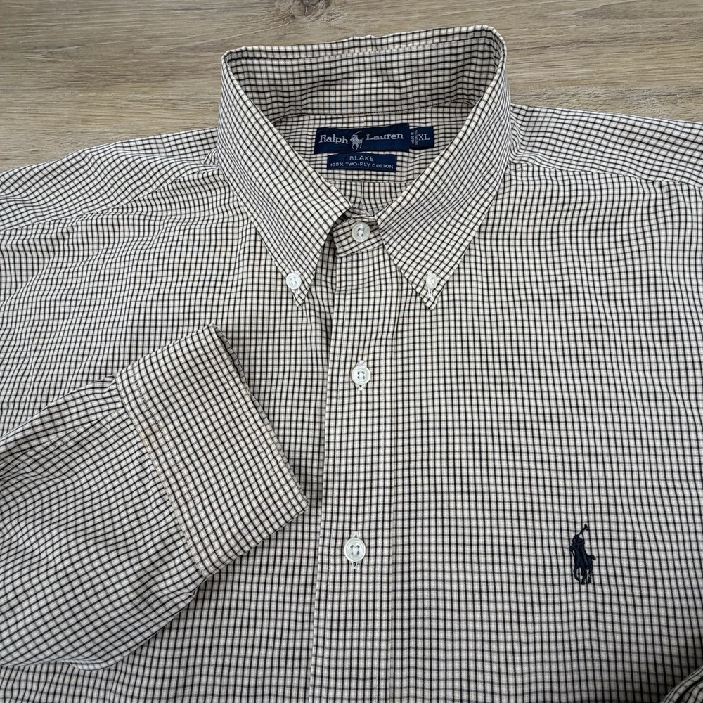 Polo Ralph Lauren "Blake" Men's Button Down Shirt - Brown Check - Size XL - EUC
